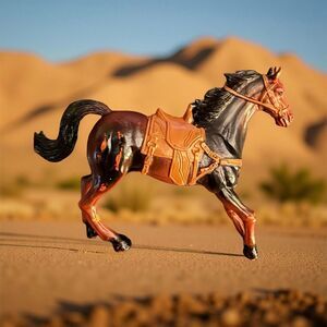 Vintage Popak New Ray Brown Orange Saddle Trotting Horse Figure  4.75" A48